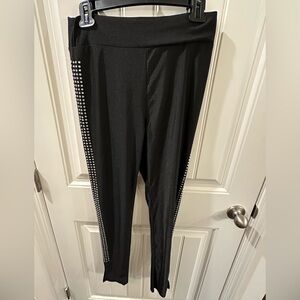 chic Black Leggings with Silver Side Studs